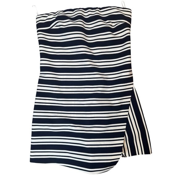 2/$30 ZARA Trafaluc Medium Strapless Navy & White Striped Romper Dress Shorts - Picture 3 of 15